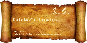 Koletár Orsolya névjegykártya